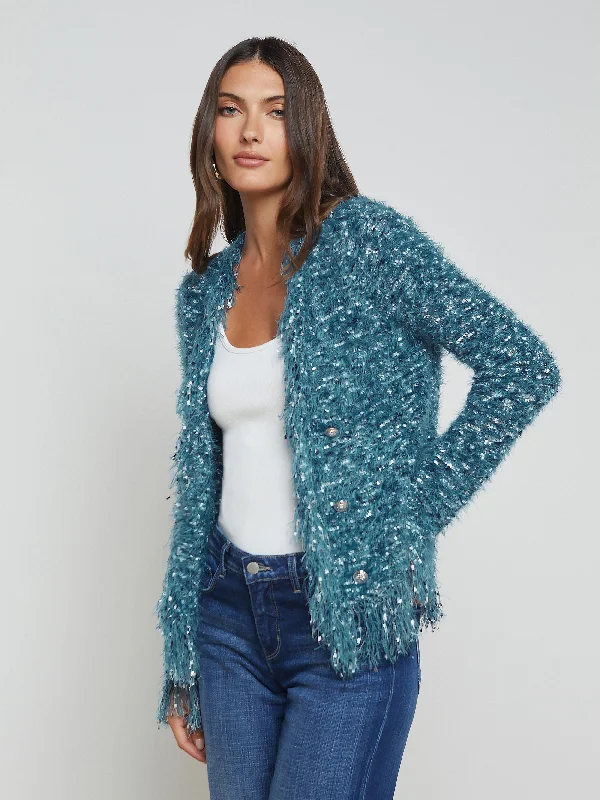 Azure Fringe Cardigan Blazer