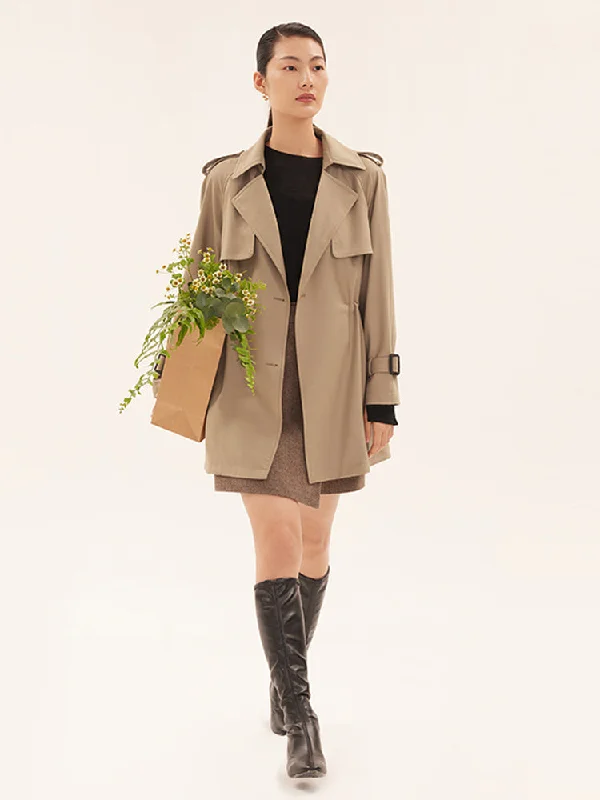 Double-Breasted Worsted Woolen Trench Coat