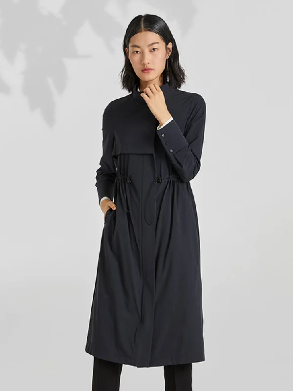 Elastic Gathered Waist Trench Coat