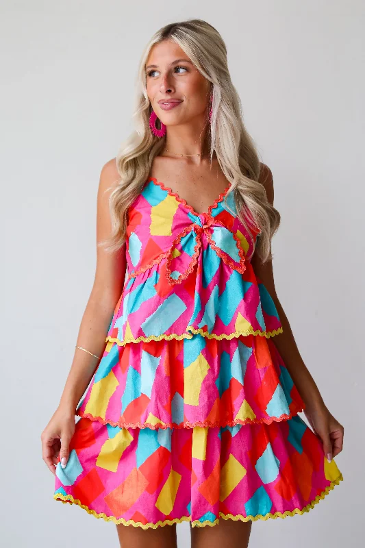 FINAL SALE - Cutest Character Pink Tiered Mini Dress