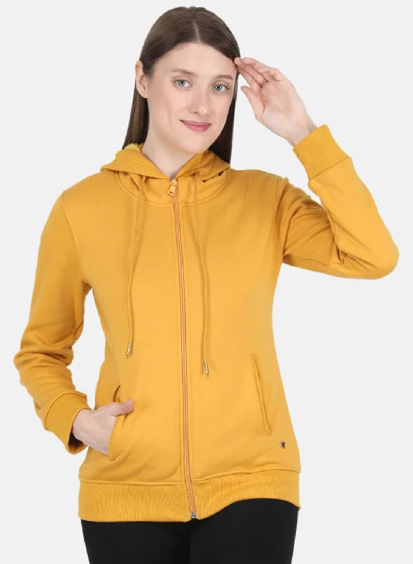 Women Mustard Solid Sweatshirt