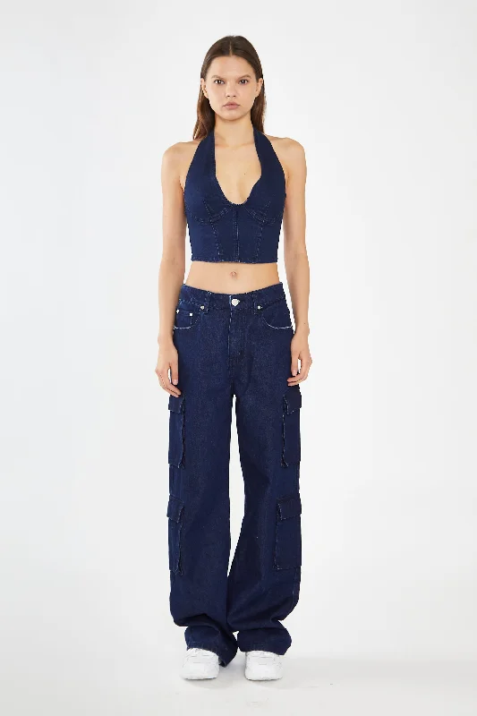 Indigo-Blue Cargo -Jeans