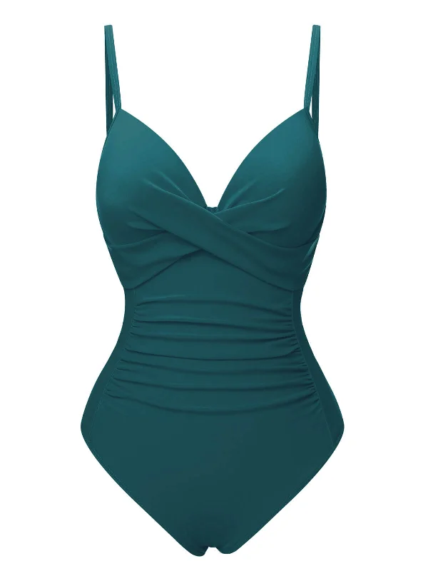 1940s Solid Bandage One-Piece Swimsuit