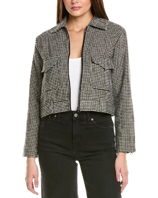 Bella Dahl Flap Pocket Zip Up Wool-Blend Jacket