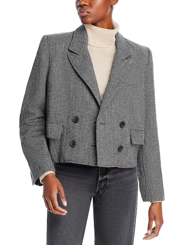 Heritage Womens Tweed Wool Blend Two-Button Blazer