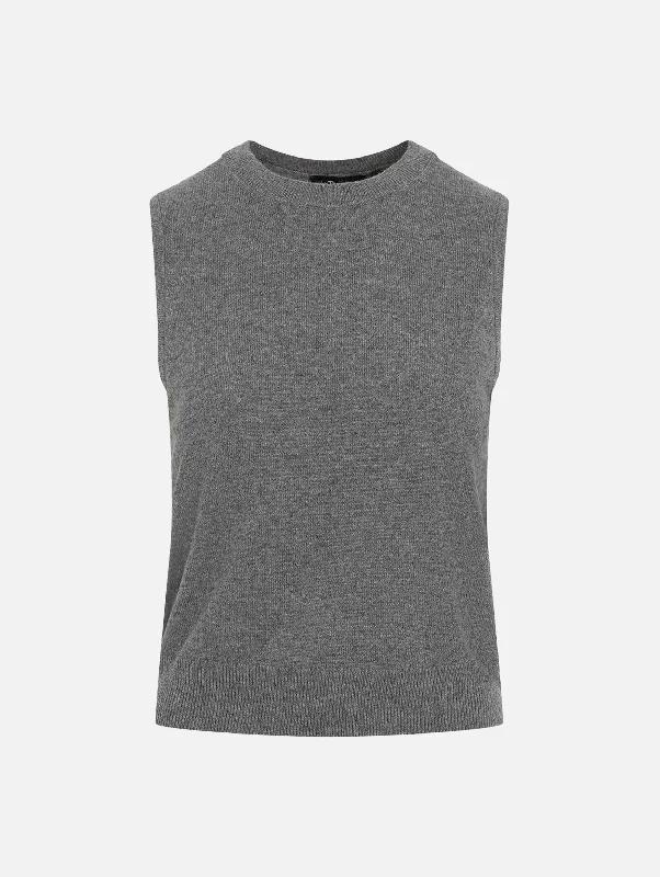 Merino Knit Vest in Grey