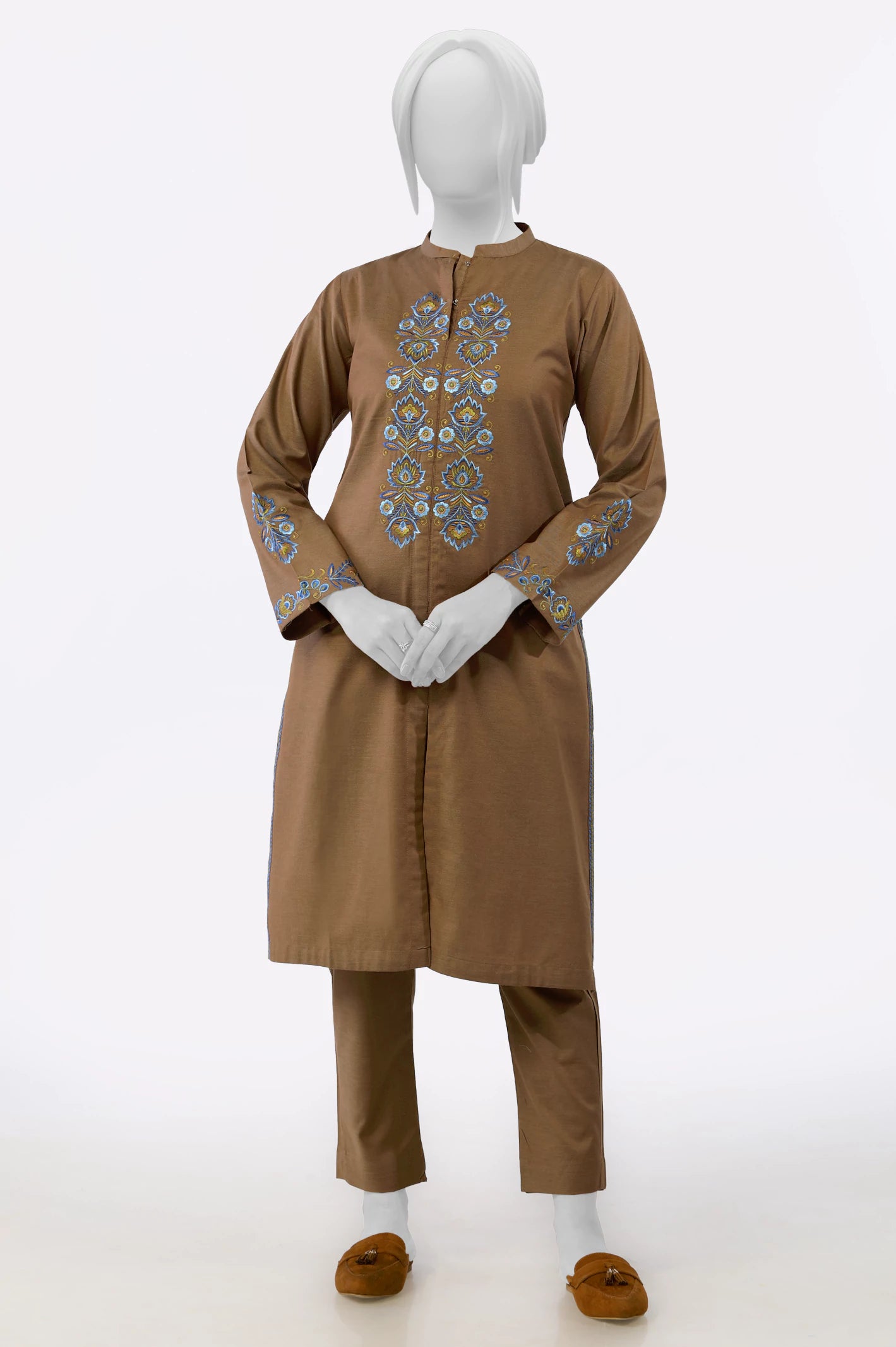 Brown Embroidered 2PC