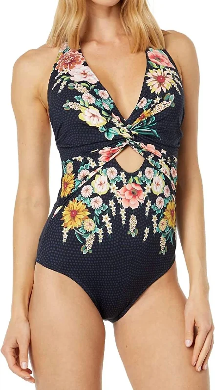 Women's Twist Keyhole One-Piece Swimsuit In Multi