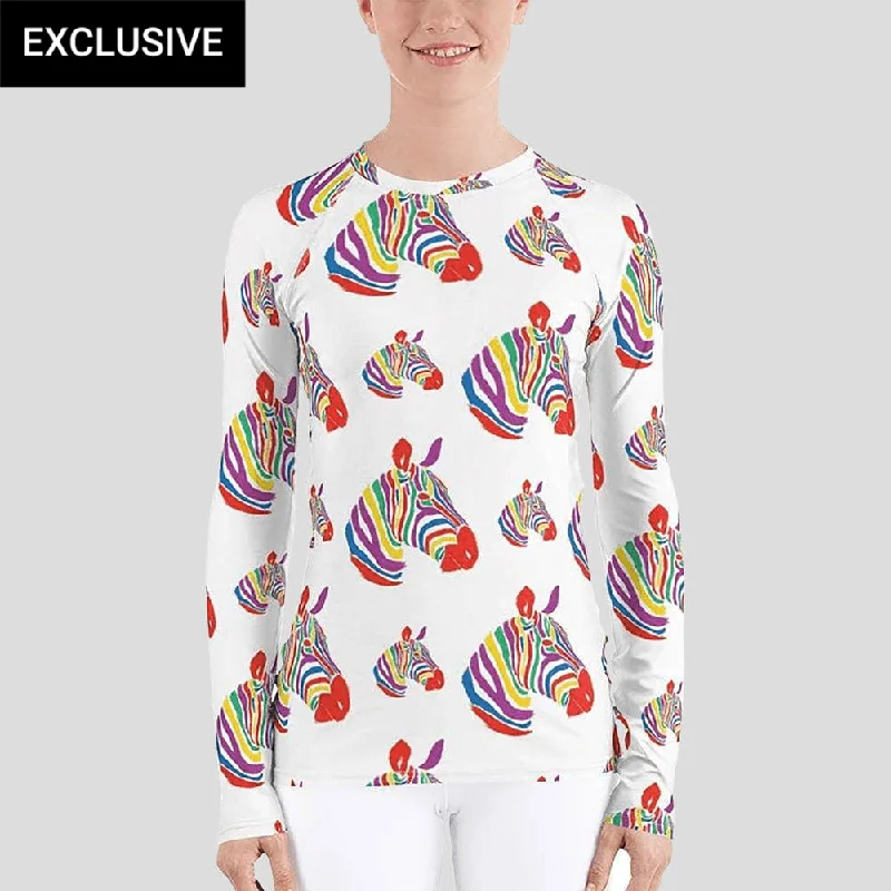 Zebra Rainbow Rash Guard Top (POD)