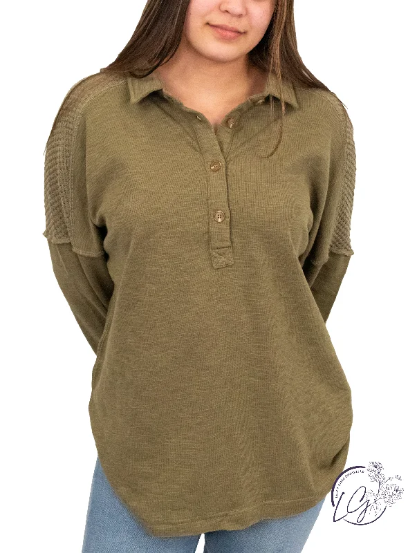 Versatile Textured Henley Top