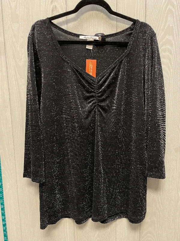 Top Long Sleeve By America Rag In Black, Size: 2x