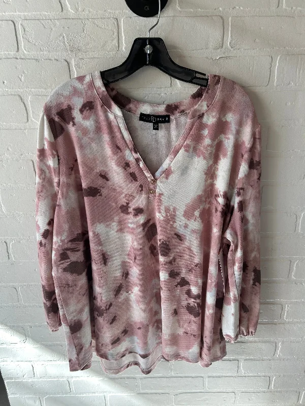 Top Long Sleeve By Fred David In Pink, Size: 2x