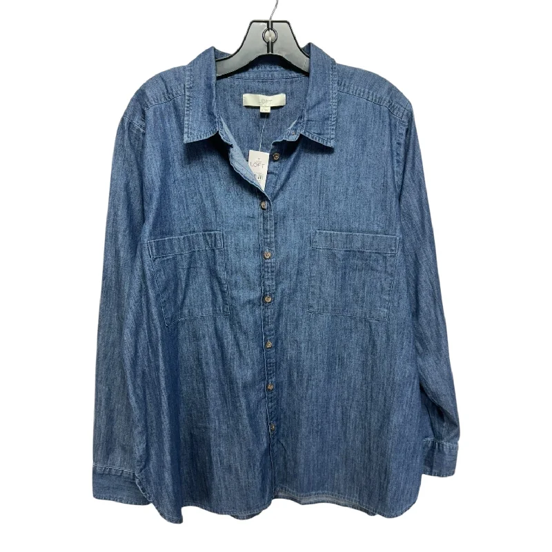 Top Long Sleeve By Loft In Blue Denim, Size: Xl