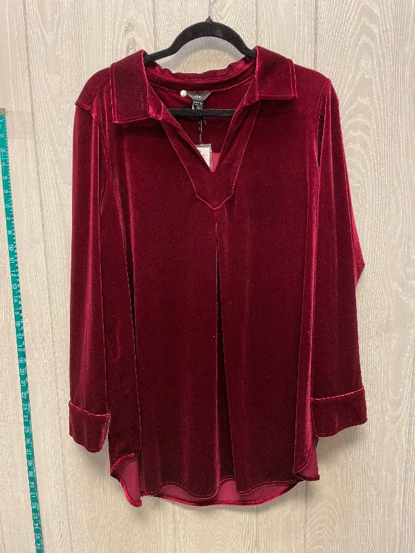 Tunic 3/4 Sleeve By Intro In Red, Size: 2x