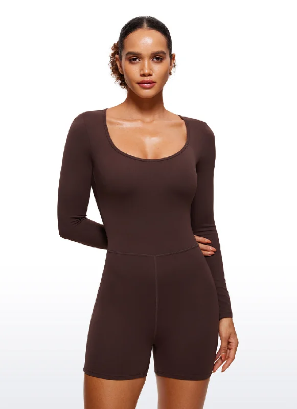 Butterluxe Long Sleeve Scoop Neck Athletic Rompers 4''